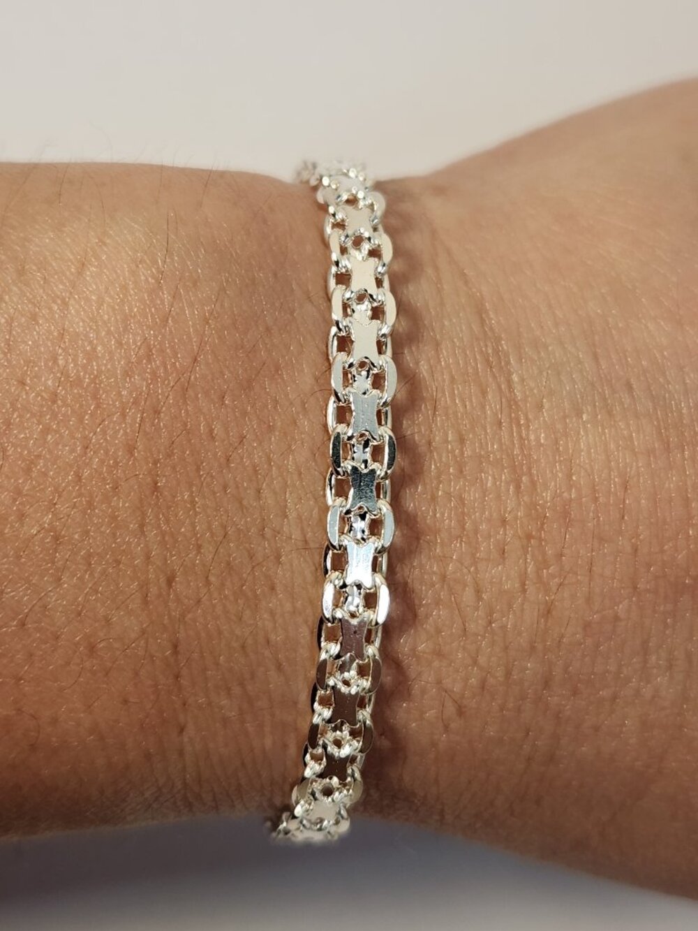 Vintage Italian White Gold Over 925 Silver Valentino Bracelet 7.5" NWT NOS - Picture 7 of 14